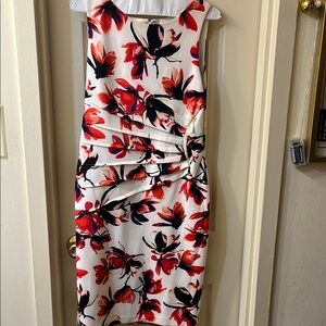 Floral Sleeveless Dress - Red and Black